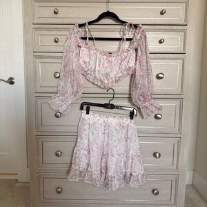 Floral Off-Shoulder Top and Skirt Set